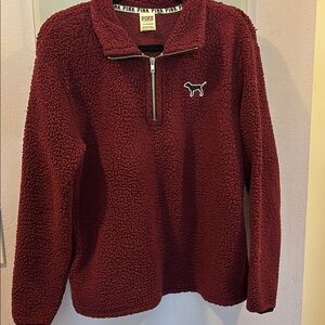 Victoria's Secret PINK Maroon Sherpa Pullover